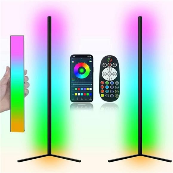 Modern Two Pack LED Corner RGB Floor Lamp, 40W LED Color Changing Floor Lamp